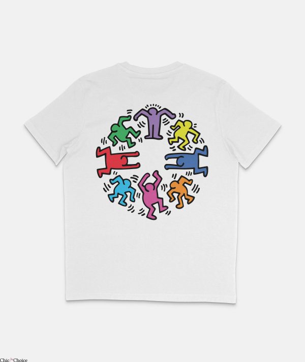 Pop Art T-Shirt Keith Haring Dancing Figures Print Retro