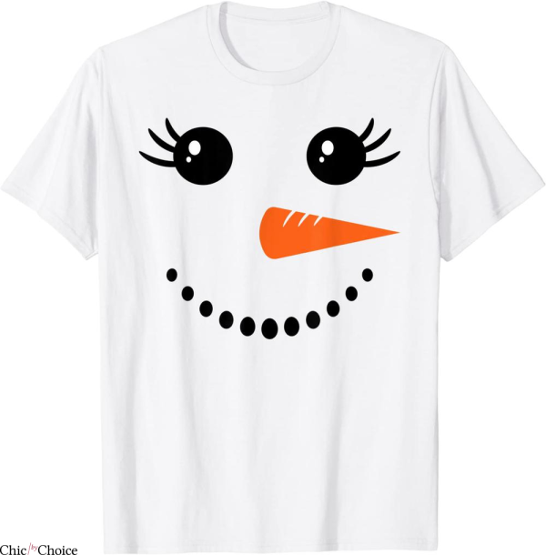 Snowman Girl Face For Girls Christmas Winter T-Shirt