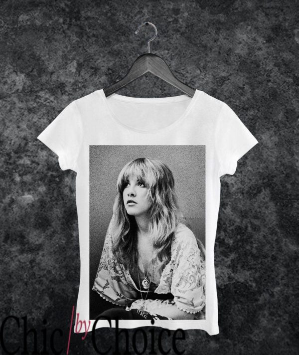 Stevie Nicks T Shirt Retro Vintage Black White Women Shirt