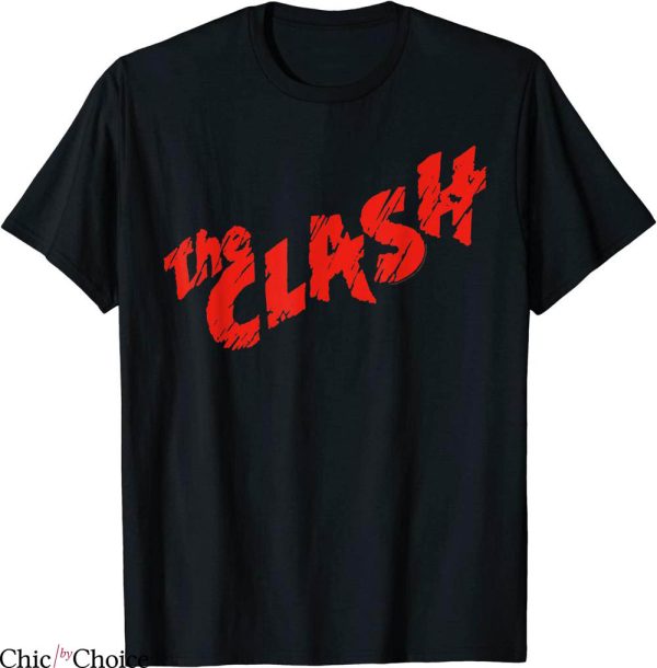 The Clash T-Shirt Scratched Red Logo Rock Music Band Tee