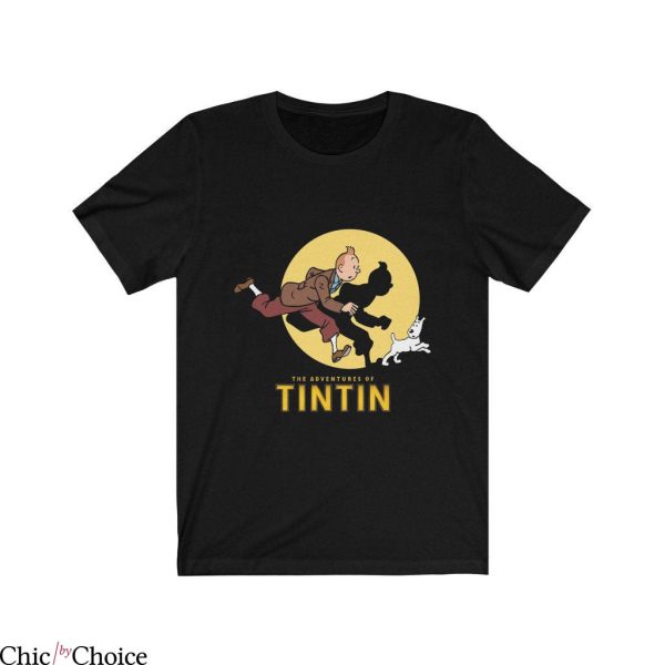 Tin Tin T-Shirt Tintin Is On The Move Comics Funny Tee