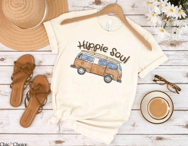 VW Camper Van T-Shirt Hippie Soul Retro Boho Flower Tee