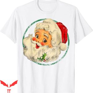 Vintage Happy Christmas Funny Santa Claus Face Xmas T-Shirt