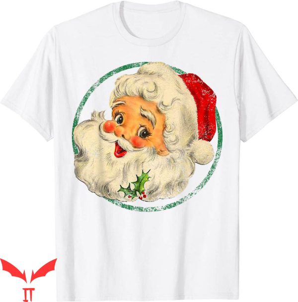 Vintage Happy Christmas Funny Santa Claus Face Xmas T-Shirt