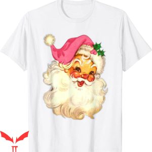 Vintage Santa Claus Face Pink Happy Christmas Xmas TShirt