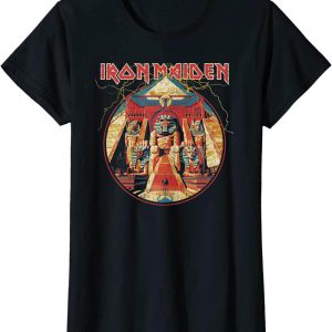 Womens Iron Maiden T-Shirt Powerslave Lightning Circle