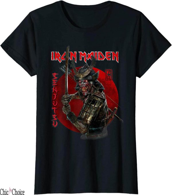 Womens Iron Maiden T-Shirt Senjutsu Eddie Red Circle