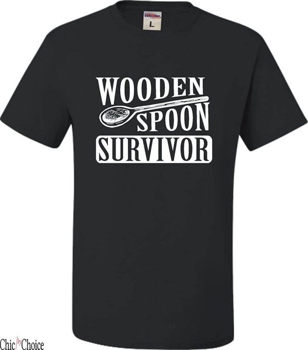 Wooden Spoon Survivor T-Shirt Go All Out Adult Funny