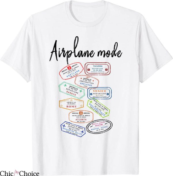 Airplane Mode T-Shirt Vacation Passport Stamp Travel