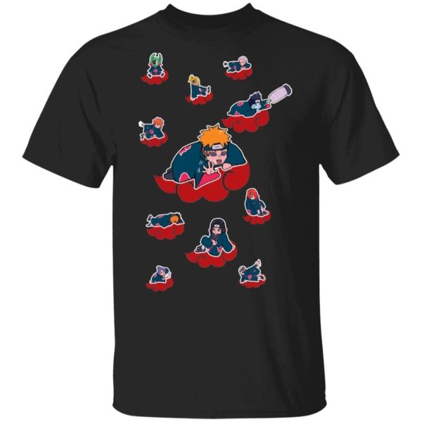 Akatsuki Members On Red Clouds T Shirt Naruto Anime Tee  All Day Tee