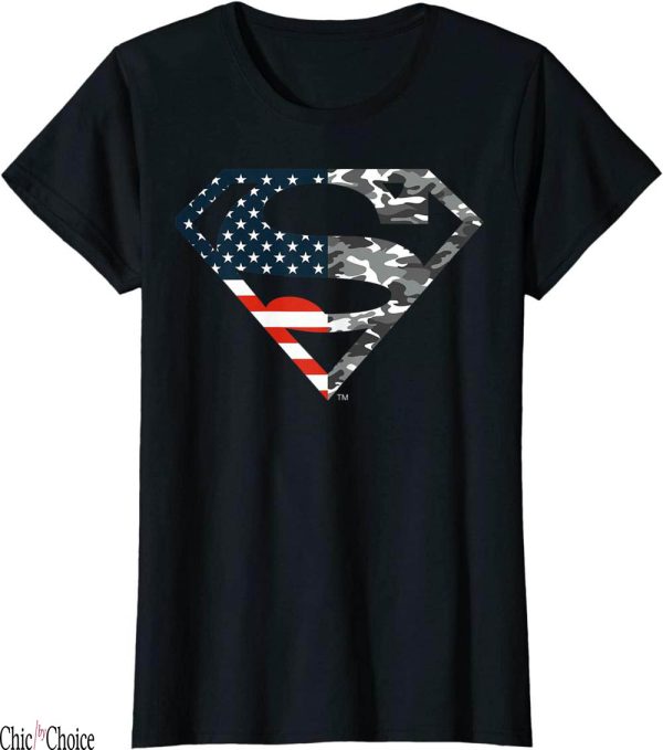 All American T-Shirt DC Comics Superman Flag Camo Logo