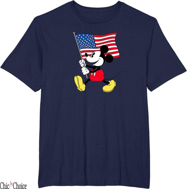 All American T-Shirt Disney Mickey Mouse Flag
