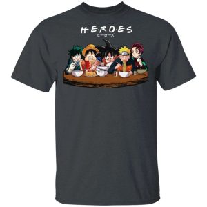 Anime Heroes Eating FRIENDS Style T shirt All Day Tee 6