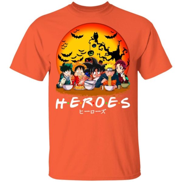 Anime Heroes Halloween Shirt Anime Characters Eating Tee  All Day Tee