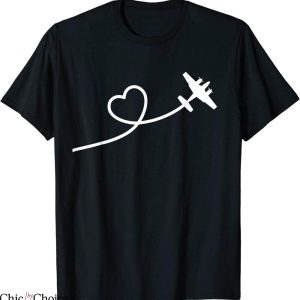 Aviator Nation Heart T-Shirt Airplane Aviation Travel
