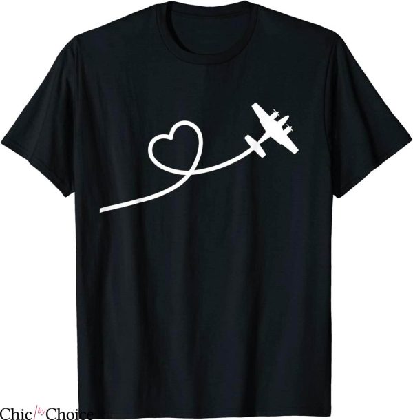 Aviator Nation Heart T-Shirt Airplane Aviation Travel