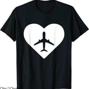 Aviator Nation Heart T-Shirt Airplane Pilot Aviation Flight