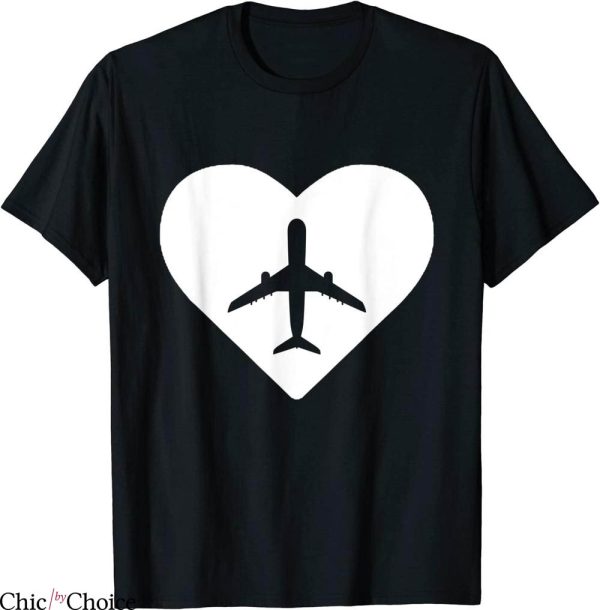 Aviator Nation Heart T-Shirt Airplane Pilot Aviation Flight