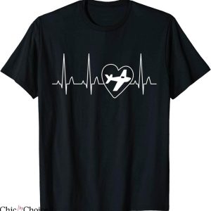 Aviator Nation Heart T-Shirt Airplane Pilot Husband