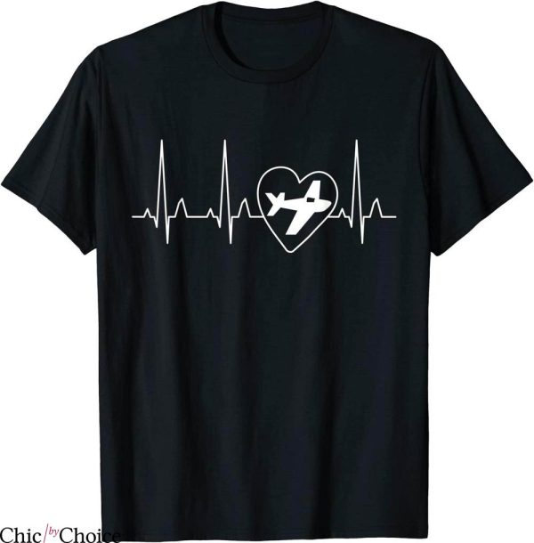 Aviator Nation Heart T-Shirt Airplane Pilot Husband