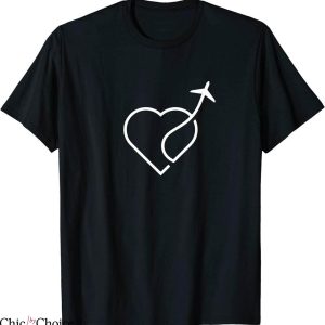 Aviator Nation Heart T-Shirt Airplane Wife Husband Pilot