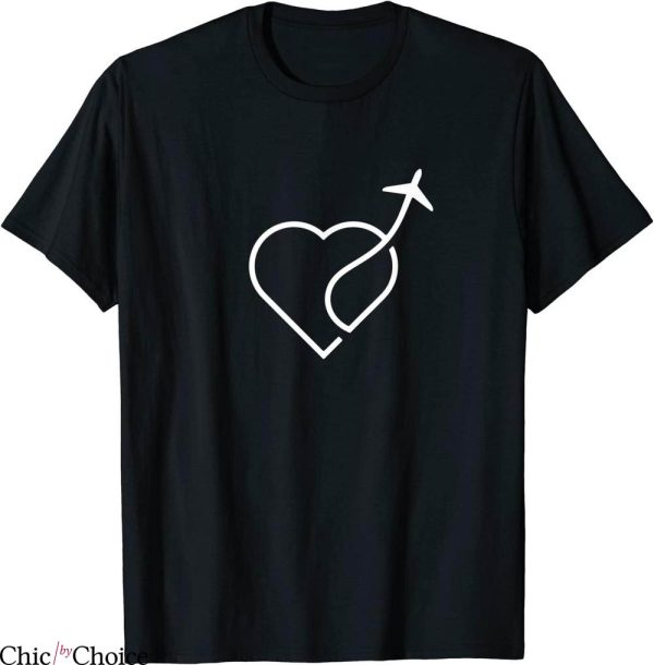 Aviator Nation Heart T-Shirt Airplane Wife Husband Pilot