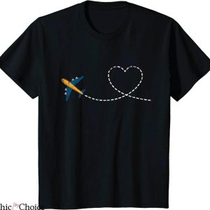 Aviator Nation Heart T-Shirt Traveling Airplane Valentines