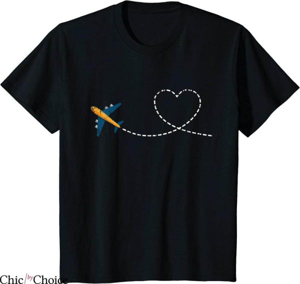 Aviator Nation Heart T-Shirt Traveling Airplane Valentines