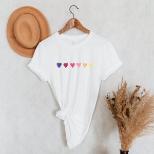 Aviator Nation Heart T-Shirt Watercolor Rainbow Hearts