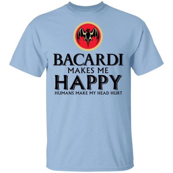 Bacardi Makes Me Happy T-shirt Rum Tee  All Day Tee