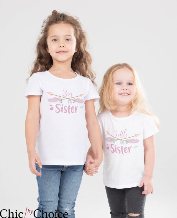 Big Sister Little Sister T-Shirt Boho Style Sibling Matching