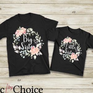 Big Sister Little Sister T-Shirt Floral Sibling Matching