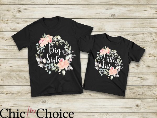 Big Sister Little Sister T-Shirt Floral Sibling Matching