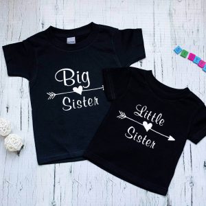 Big Sister Little Sister T-Shirt Matching Sisters Cute Tee