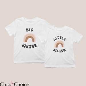 Big Sister Little Sister T-Shirt Rainbow Siblings Matching