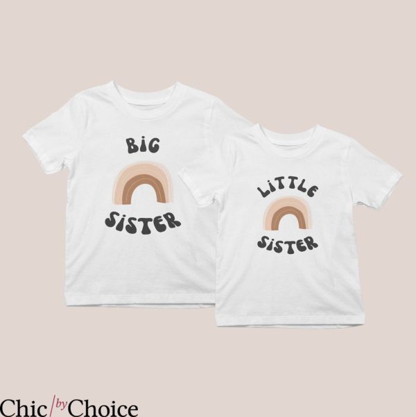 Big Sister Little Sister T-Shirt Rainbow Siblings Matching