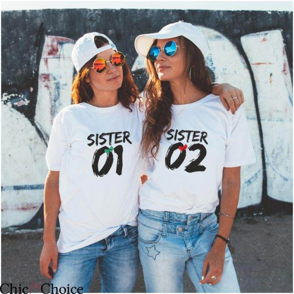 Big Sister Little Sister T-Shirt Sibling Matching Cute Tee