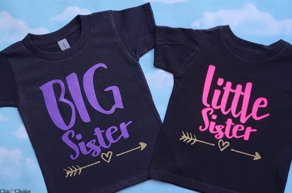 Big Sister Little Sister T-Shirt Sis Matching Cute Tee