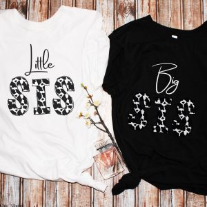 Big Sister Little Sister T-Shirt Sis Sorority Matching Cow