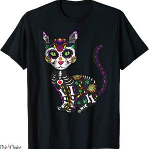 Cats Skull T-Shirt Cute Sugar Mexican Halloween Day The Dead