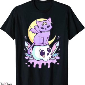 Cats Skull T-Shirt Funny Kawaii Goth Cute Creepy Witchy