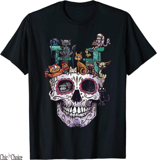 Cats Skull T-Shirt Kitty Skeleton Halloween Costume