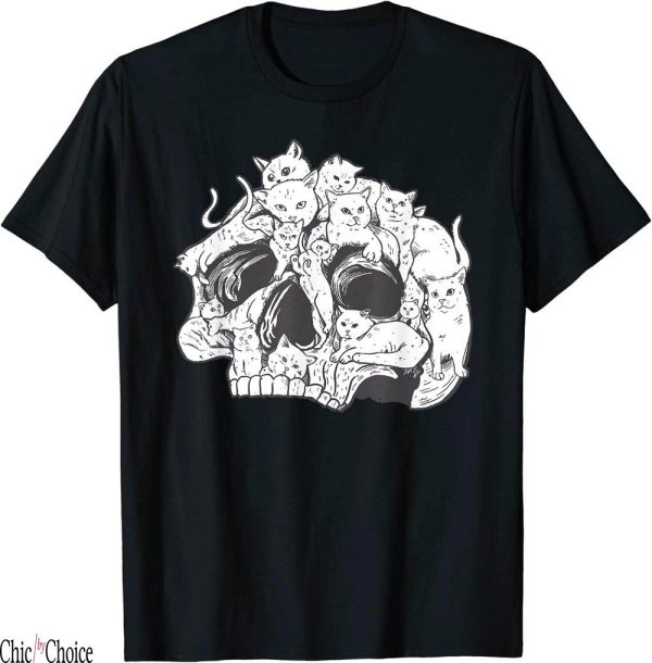 Cats Skull T-Shirt Kitty Skeleton Halloween Costume Gifts