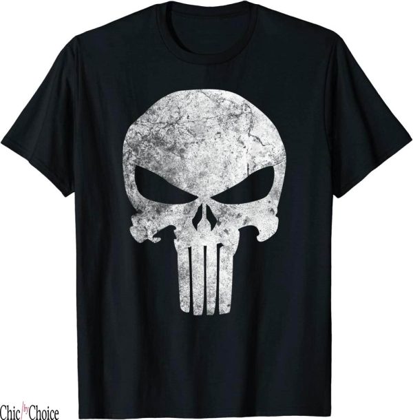 Cats Skull T-Shirt Marvel Comics Punisher Symbol Distressed
