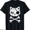 Cats Skull T-Shirt Vintage Pirate Halloween Cross Bones