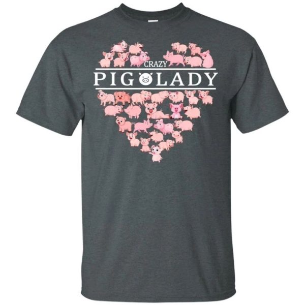 Crazy Pig Lady T-Shirt For Who Love Pig Farmer  All Day Tee