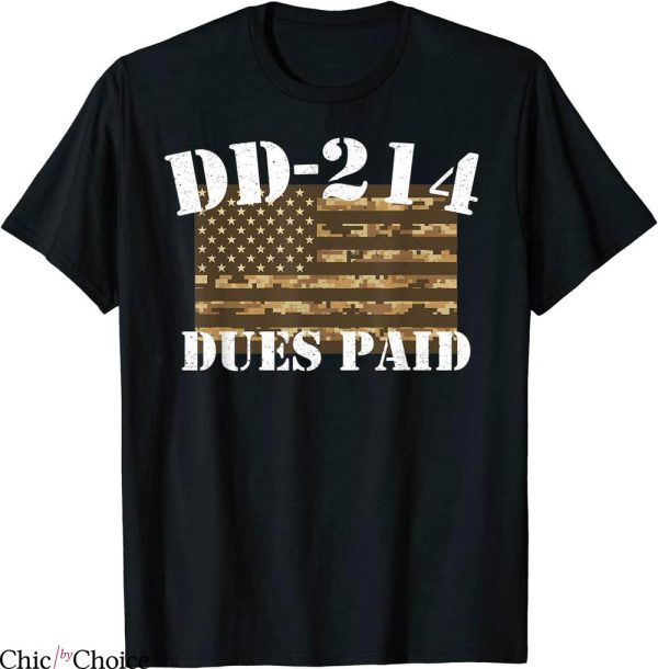 DD214 T-Shirt Military DD-214 Vintage Dues Paid Trendy Tee