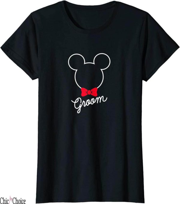 Disney Just Married T-Shirt Mickey Mouse Bowtie Wedding