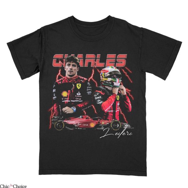 Formula 1 T-Shirt Charles Leclerc Vintage Ferrari Racing Tee