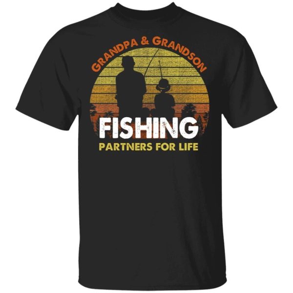 Grandpa And Grandson Fishing Partners For Life T-Shirt  All Day Tee